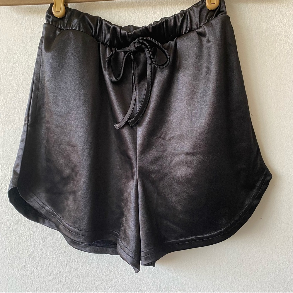 NWT ASOS Black Silky Drawstring Shorts